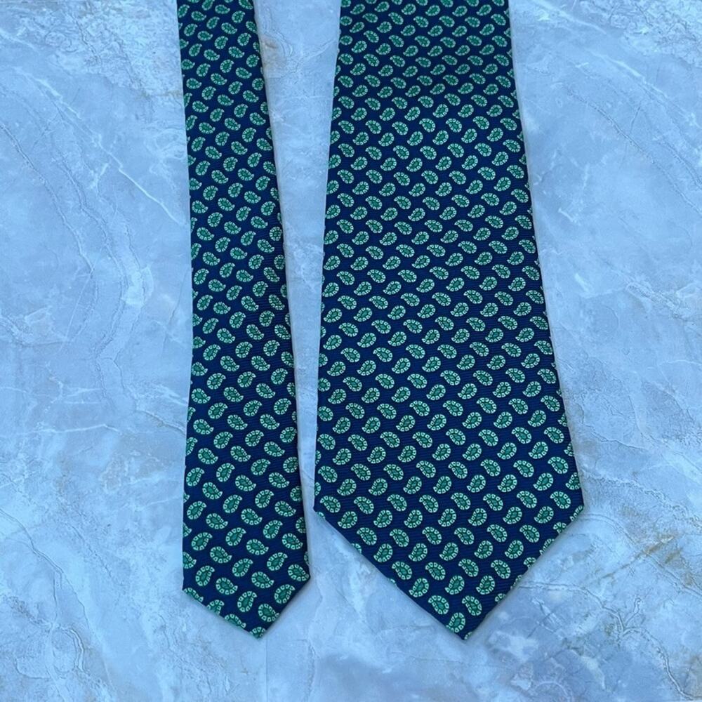 Brooks Brothers Makers Men's Silk Tie 58" Navy Blue Paisley